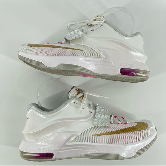 Nike Men’s KD VII PRM Aunt Pearl 706858-176 White/Metallic Gold Sneakers Size 8 - Picture 11 of 17